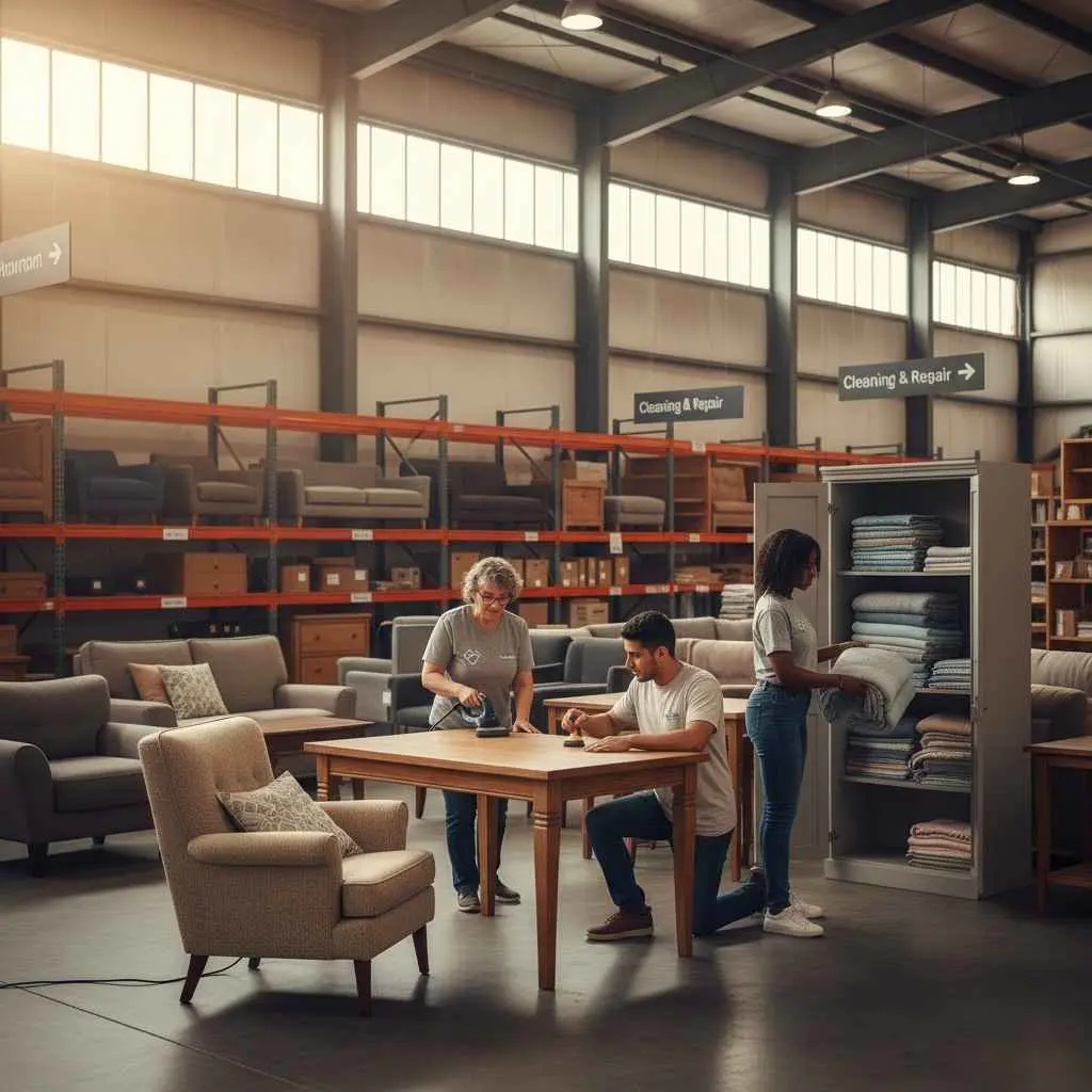 donated furniture being prepared for reuse