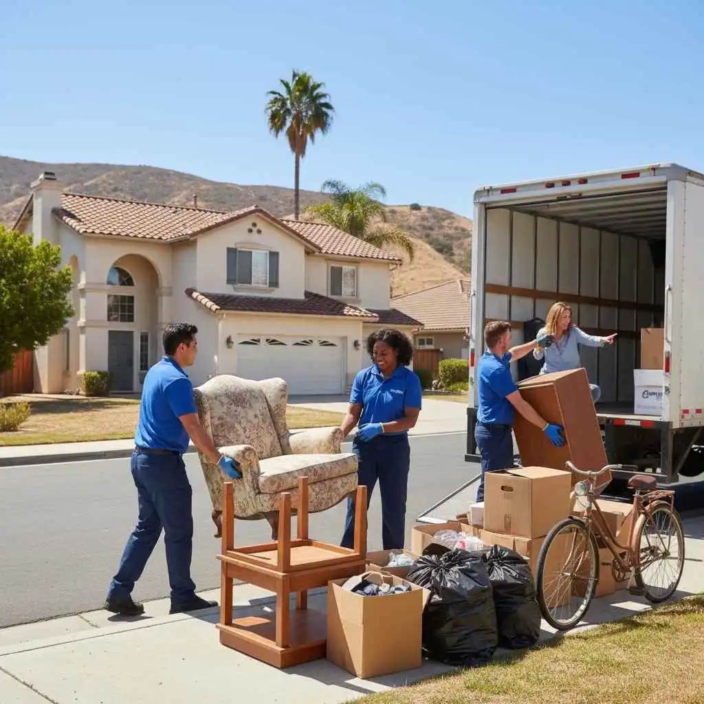 team removing old furniture from a home