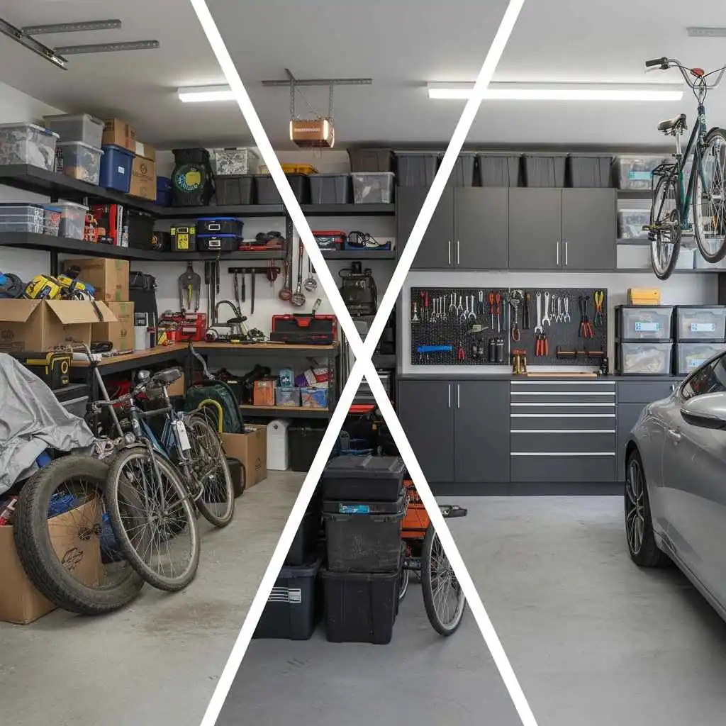 image of before-and-after garage cleanup.
