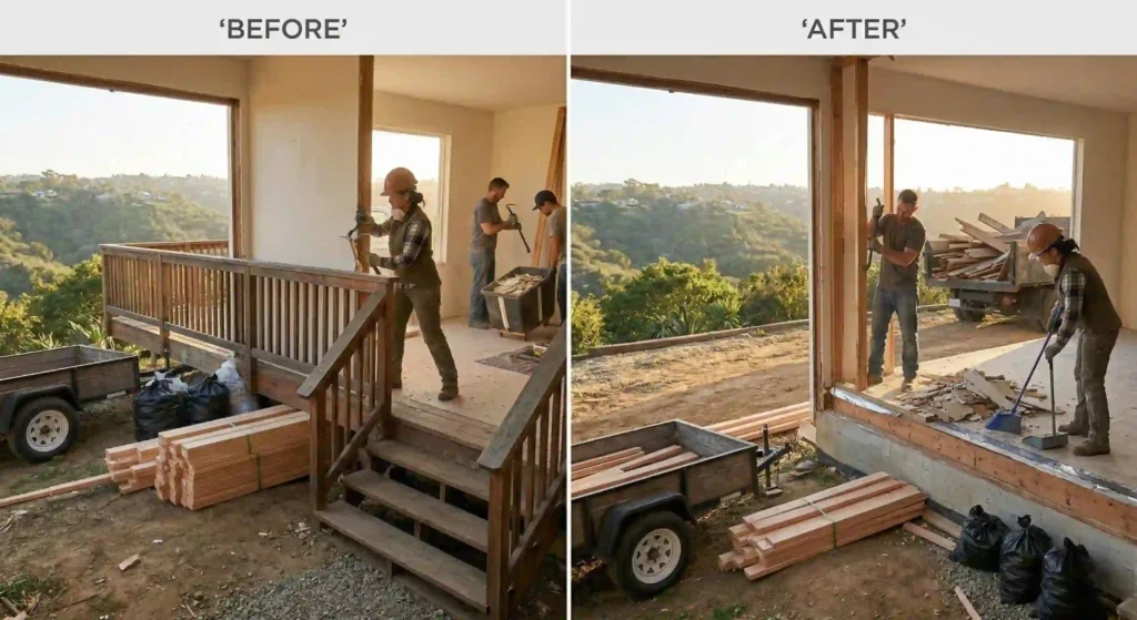 beforeafter deck removal comparison