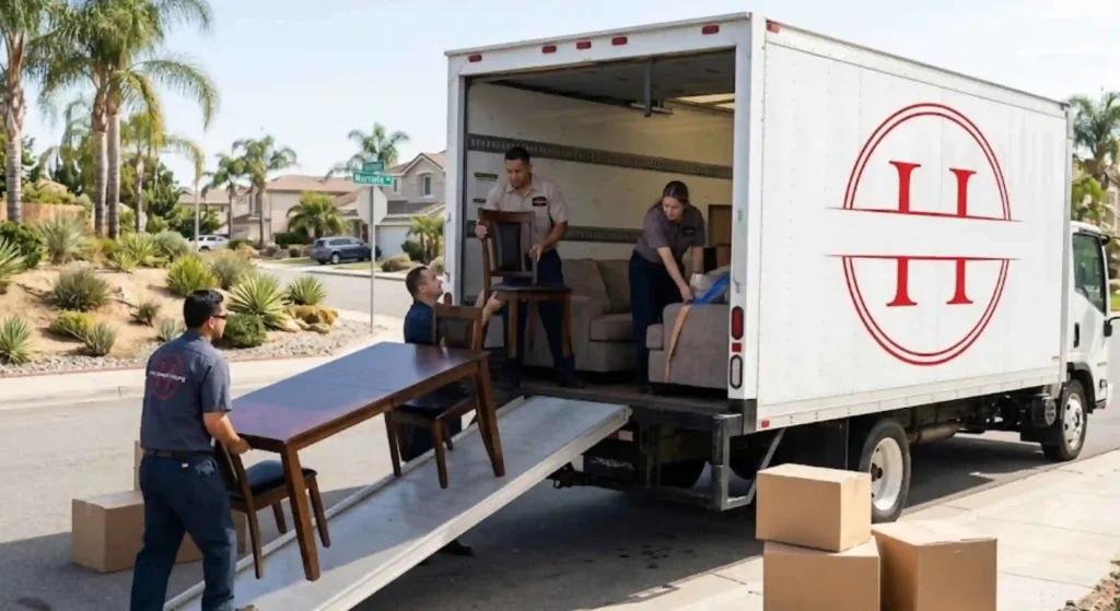 Donation pickup service in Murrieta California loading furniture into truck