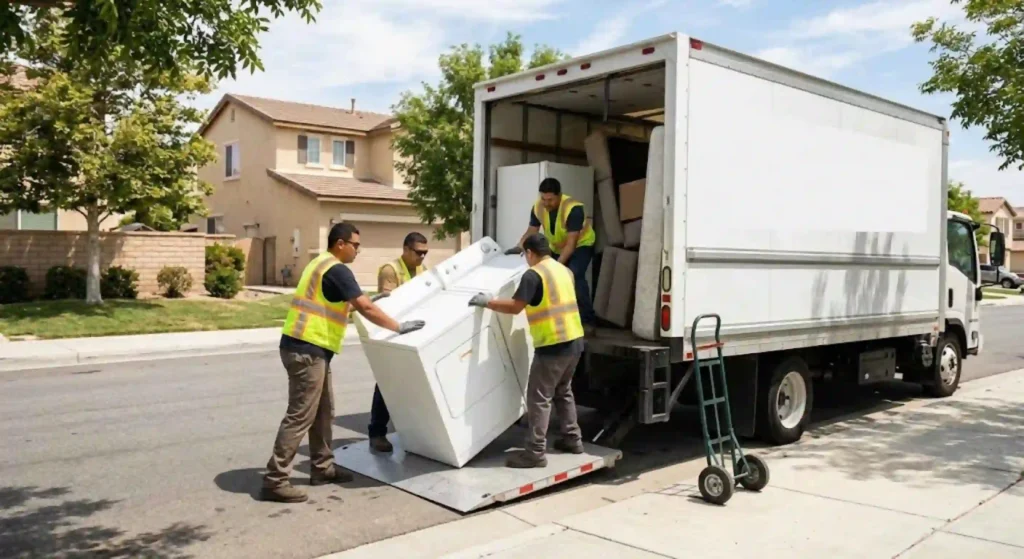 Old appliances being loaded for professional disposal in Menifee CA